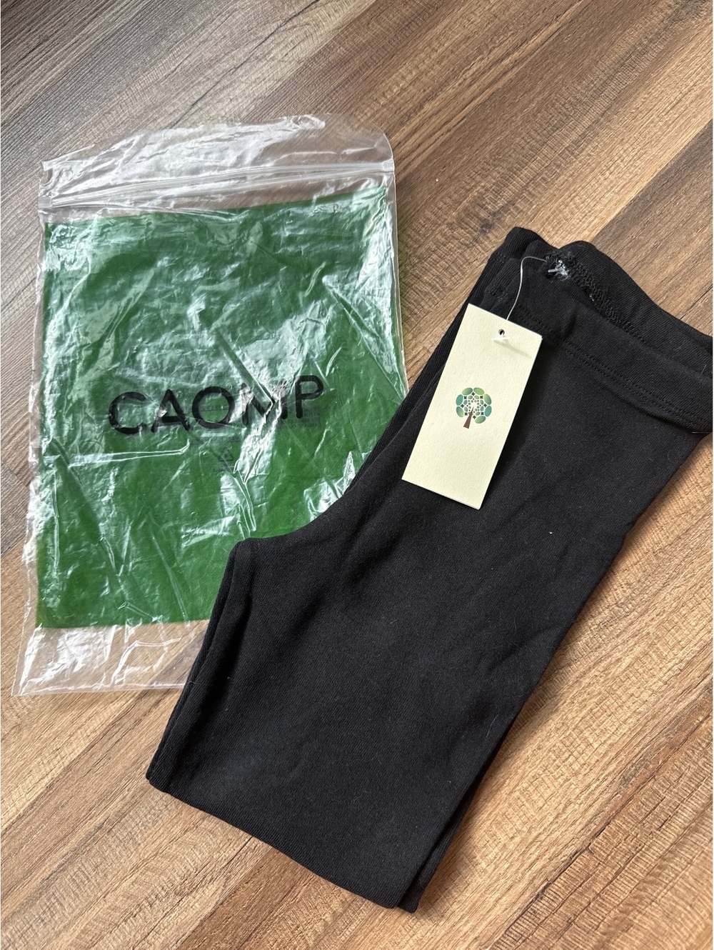 CAOMP Girls Black Organic Cotton Leggings Size 3-4